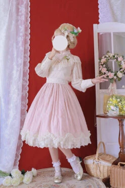 Pink Elegant Vintage Tulip Multi-Layer Ruffled Classic Lolita Skirt Dress -LolitaInside e372eb09076c5b6fc3448a2b77710bf0