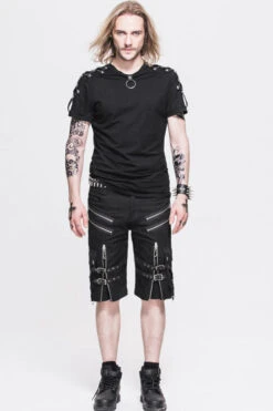 Black Punk Rock Adjustable Zippered Summer With Loops Shorts Mens Pants -LolitaInside e4491b482c69e1fe19e2665dbd127add