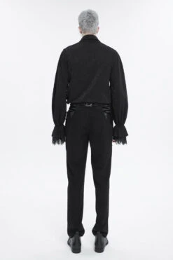 Black Lapel Collar Puff Sleeved Lace Hem Men's Gothic Shirt -LolitaInside e45d3fd7ee7ee7b0d7acc8dde6e8b715