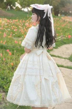 Beige Ruffled Round Collar Lace Cross Floral Embroidery Short Sleeves Plus Size Sweet Lolita OP Dress -LolitaInside e48957269341e1d626f47e37ed1030de 7db2e08e e209 410f b0a2 3138fad1da73