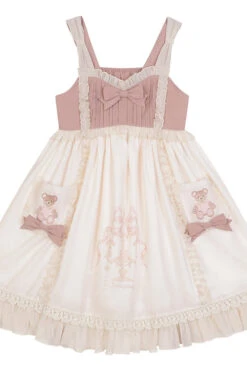 Beige Ruffled Bow Cute Bear Print High Waisted Sweet Lolita JSK Dress -LolitaInside e5cd01c4d5b090e7b411e4a8a8c711a2
