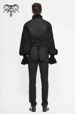 Black Dark Jacquard Chest Plate Buttons Back Lace Up Men's Gothic Waistcoat -LolitaInside e6c78d0479400c44d0eb019682229c8d