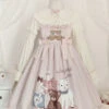Pink Sheep & Bear Print Alice Girl Bowknot Ruffled Sweet Lolita JSK Dress -LolitaInside e850ec8502ebda376f4d577db55b292b