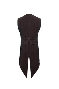 Red Retro Micro-Elastic Thick Stripe Stitching Three-Dimensional Texture Detachable Men's Punk Swallowtail Vest -LolitaInside e8b35846d680bb89edbdacb90d7927d7