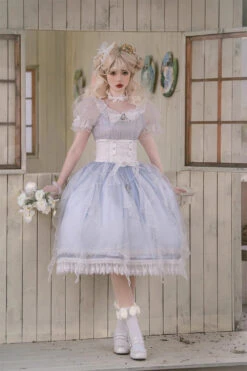 Blue Round Collar Mermaid Tears Short Sleeves Bowknot Sweet Princess Lolita Dress -LolitaInside e8ba13debfa354ff8c58f14e8cf57004