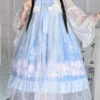 Blue Marine Jellyfish Print Bowknot Long Sleeves Ruffled Chinese Style Sweet Lolita Dress -LolitaInside e8d5b173c783c21544c93916ce6fc24f