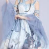 Light Blue Vintage Landscape Garden Chinese Style Print High Waisted Ruffled Classic Lolita JSK Dress -LolitaInside e95b015e39f5f3f94a54fc1486355e01