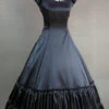 Black Cotton Square Collar Cap Sleeves Floor Length Victorian Gothic Lolita Dress -LolitaInside ea50e71e65967c43b51336b916624969