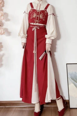 Red Song Han Element Soft And Comfortable High Waisted Sweet Hanfu Dress -LolitaInside ea53c147881efd55a367f0eba16e0fcc