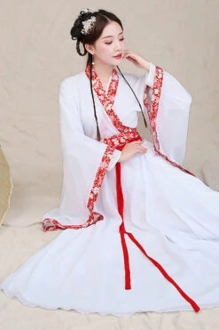 White Neckline Embroidered Wide Sleeve Sweet Hanfu Dress -LolitaInside eac91bd2fa92a9311177273074e5dd63