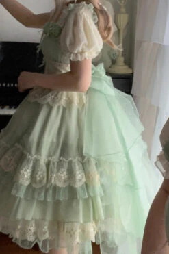 Green Multi-layer Annie's Tea Party Ruffle Hanayome Sweet Lolita Jsk Dress -LolitaInside eae06ed4badb894487c798a1dcb0ec43