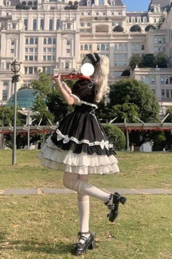 White/Black Multi-layer Ruffle Cardigan Bowknot Sweet Princess Lolita Jsk Dress -LolitaInside ebf6e74b526e40030ee02be9daeeabb3