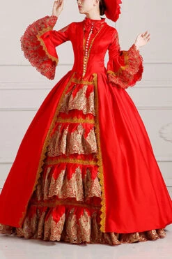 Trumpet Sleeves Single Breasted High Waisted Bowknot Ruffled Victorian Lolita Prom Dress -LolitaInside ec0b8eaf31a3b6e51c817f3ffa8af613