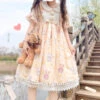 Yellow Doll Collar Short Sleeves Bunny Bear Moon Print Bowknot Stitching Sweet Lolita Dress -LolitaInside ecac908473432c0e6de5d6fd669c4160