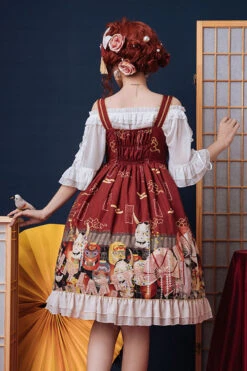 Wine Demon Mask Print Bowknot High Waisted Sling Sweet Lolita Dress -LolitaInside ed60312362ab7b97397f5548d1b734cf