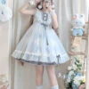White/Blue Sleeveless Diamond Plaid Print Bowknot Alice Sweet Lolita JSK Dress -LolitaInside ed83d60bfd22a1aaa214215f373f2f3e