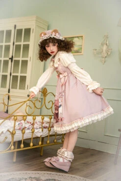 Pink Sheep & Bear Print Alice Girl Bowknot Ruffled Sweet Lolita JSK Dress -LolitaInside ee2ca7b4c281baecf80cecefc4eccb5f