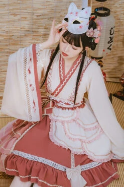 Beige/Pink Wide Sleeved Multi-Layered Ruffle Sweet Lolita OP Dress -LolitaInside ee47aa99d32f9ce7c4e729b31d4fd4a9