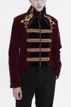 Red Totem Embroidered Swallow Tailed Men's Gothic Coat