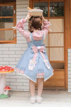 Blue/Pink Plum Blossom Snow Rabbit Ruffle Bowknot Sweet Lolita Dress -LolitaInside ef3e2225309e13d78510b08a2409bf79