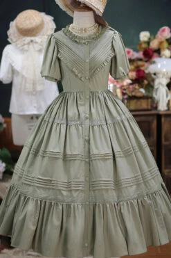 Elegant Cardigan Round Neck Short Sleeves Ruffle One Piece Sweet Lolita Dress 8 Colors -LolitaInside efe3de5169ae71ca0e1e3cf3fd35b69f