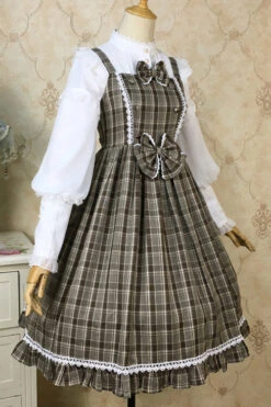 Plaid Print With Fake Collar High Waisted Sweet Lolita JSK Dress 14 Plaid Print With Fake Collar High Waisted Sweet Lolita JSK Dress -LolitaInside effc1ff52ea3ef9507e8f2fb6b487e53