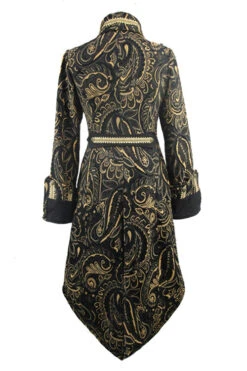 Gothic Jacquard Fake Two Pieces Golden Mens Long Coat -LolitaInside f06e3907a0dadc7e78aaba39e116befb