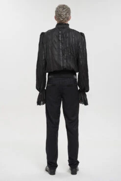 Black Vintage Stand Collar Striped Collar Floral Lace Men's Gothic Shirt -LolitaInside f092032f17a2bf9a9a987c6f6a80782a