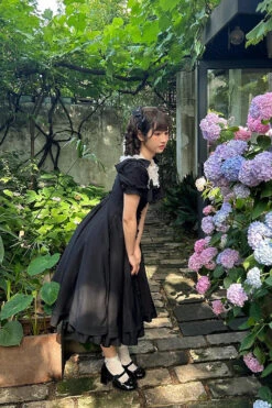 Black Annie's Gift Short Sleeves Bowknot Sweet Lolita Dress (Plus Size Support) -LolitaInside f1a98f1a5315e378d086dfe8d87e1977