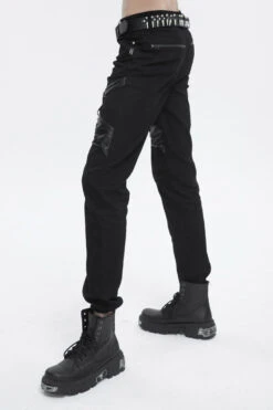 Black Thigh Position Buckle Splice Men's Punk Pants -LolitaInside f26afede680c417f09e937d9e53164ab