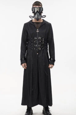 Black Punk Stripe Mechanism Material Adjustable Stitching Fake Girdle Design Slim Fit Men's Coat -LolitaInside f278097580febf7e4b899070c74fc125