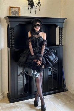 Black Princess Sleeveless Ruffle Bowknot Lace Gothic Lolita Jsk Dress -LolitaInside f2d11a127b4932197bd144d8b3ac5659
