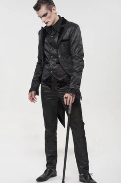 Black Gothic Bright Pattern Printed Decoration Swallowtail Men's Coat -LolitaInside f394aae707b060f0cccd1dc390ec7600