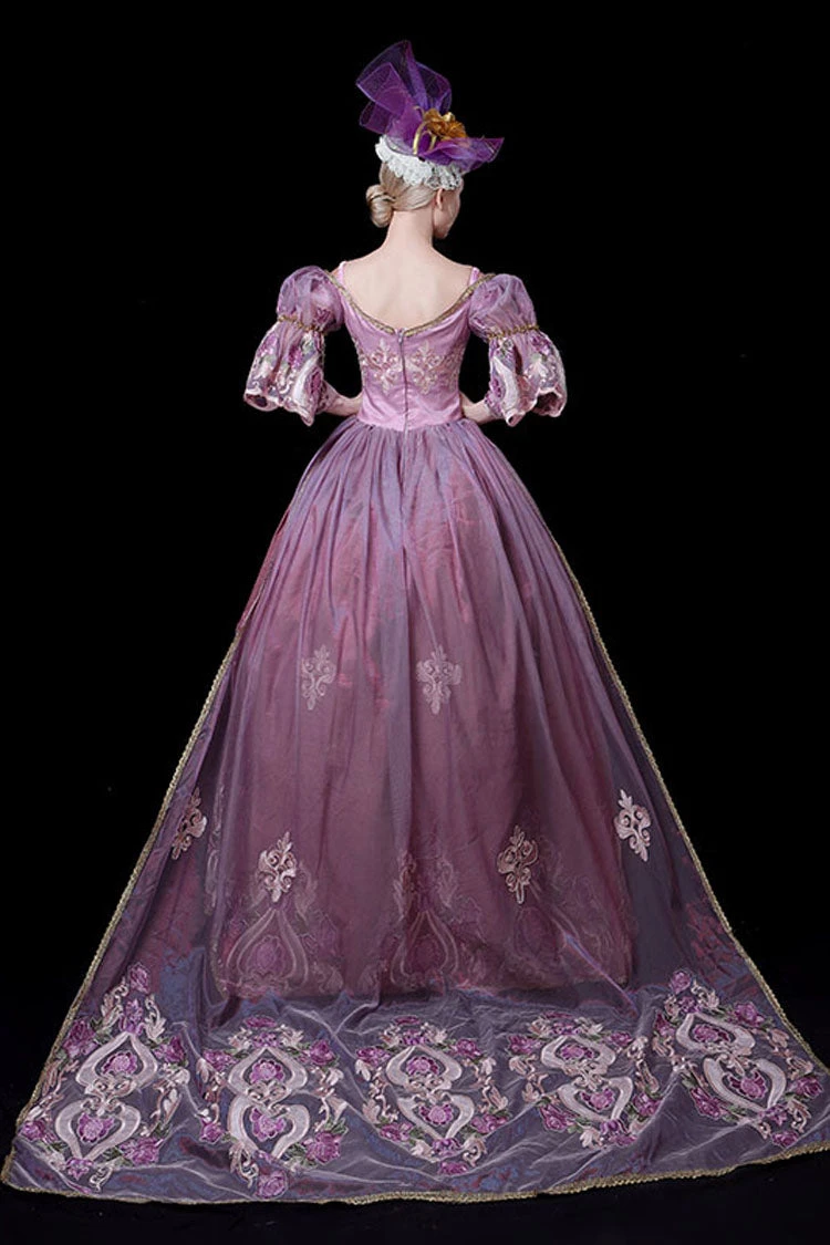 Half Sleeves High Waisted Hollow Embroidery Print Victorian Lolita Prom Dress 7 Half Sleeves High Waisted Hollow Embroidery Print Victorian Lolita Prom Dress - Image 5