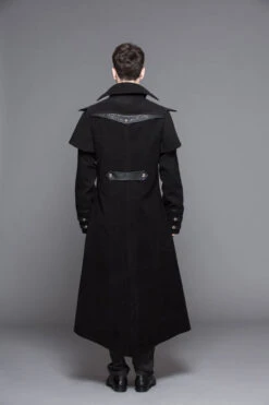 Black Fake Two Pieces High Collar Woollen Mens Gothic Long Coat -LolitaInside f3b3f6fe15486d4f1075e8ad452525ba