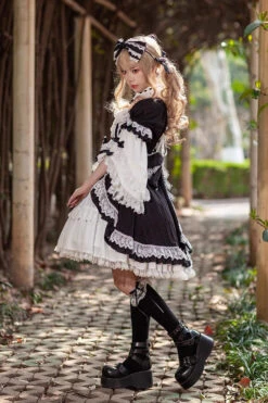 White/Black Short Sleeves Cardigan Bowknot Doll Sweet Lolita Dress -LolitaInside f40d4a77b75a713d69d427e574e30fd1