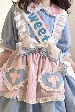 Blue Short Sleeves Love Redemption Print Ruffle Bowknot Lolita Dress -LolitaInside f4ae22c34b6f714a5aa72f5b8688d5fe
