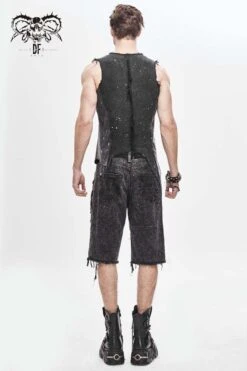 Black V-Neck Sleeveless Ripped Buckle Straps Men's Gothic Vest -LolitaInside f51929164f0ae8f6a664d5dd7cc8a462