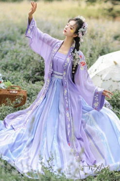 Purple Chinese Style Song Dynasty Exquisite Embroidery Three Piece Sweet Hanfu Dress -LolitaInside f53a176c2e473889bef4a5acf499c08e