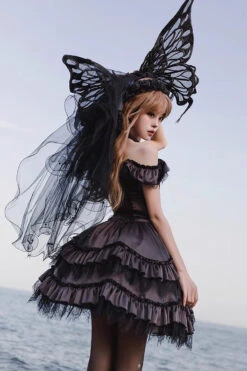 Black/Purple Silent Melody Ballet Style Halter Boat Neck Short Sleeves Gothic Lolita Dress -LolitaInside f589c4ff114278a86d584d889a2425d0