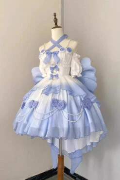 Gradient Blue Hanayome Hollow Bowknot Sweet Princess Lolita Dress -LolitaInside f5a5c9b7de0c343c41da82f58de95f9f