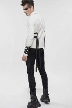 White Punk Nylon Strap Metal Buckle Decoration Long Sleeve Elasticity Thick Men's Shirt -LolitaInside f5d142d9c421d3c58f7a9ab38f370838