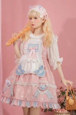 Pink Jenny Bear Diaries Polka Dot Print Sweet Lolita JSK Dress -LolitaInside f5e32ab07bf9f1d7ee9b6c927011c449