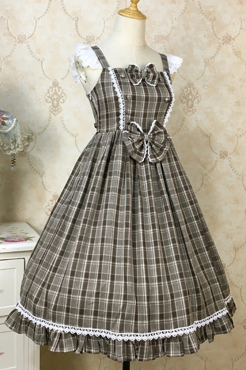 Plaid Print With Fake Collar High Waisted Sweet Lolita JSK Dress 9 Plaid Print With Fake Collar High Waisted Sweet Lolita JSK Dress - Image 7