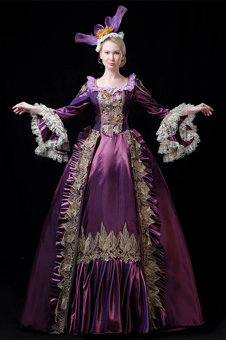 Multi-Layer Long Sleeves Trumpet Sleeves High Waisted Hollow Embroidery Print Victorian Lolita Prom Dress 5 Multi-Layer Long Sleeves Trumpet Sleeves High Waisted Hollow Embroidery Print Victorian Lolita Prom Dress - Image 3