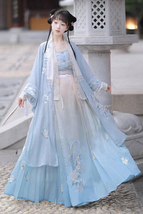 Blue Original Chinese Song Dynasty Gradient Sweet Lolita Hanfu Dress Full Set 4 Blue Original Chinese Song Dynasty Gradient Sweet Lolita Hanfu Dress Full Set - Image 2