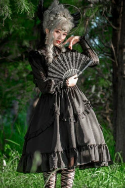 White Hollow V Neck Long Sleeves Bowknot Hanayome Ruffled Gothic Lolita Dress -LolitaInside f71e21b9d242195d1f7bd8092d45f2c6 783f639d 8ff9 40c8 81f9 27c0d05be27c