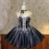 Black Sleeveless Ruffle Bowknot Gothic Princess Fish Bone Bridesmaid Lolita Jsk Dress -LolitaInside f73f2a8fb62593fd58ca03cb8bf35baf