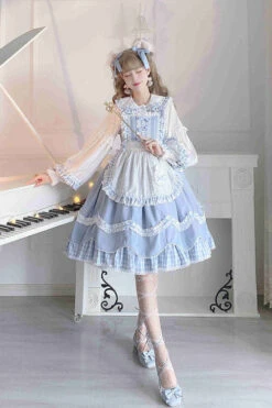 Blue Lapel Collar Bowknot Multi-Layer Ruffled Sweet Lolita JSK Dress 13 Blue Lapel Collar Bowknot Multi-Layer Ruffled Sweet Lolita JSK Dress -LolitaInside f75320a46cafff2cd5423739969373ee