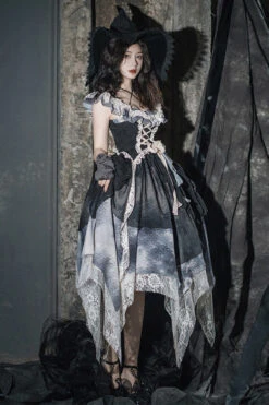 Black Letters And Poems Lace Sleeveless Printed Irregular Gothic Lolita Dress -LolitaInside f7768411f13e7f8228a91c7d20838a1d